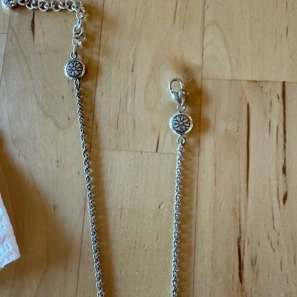 Brighton vintage sunflower yellow orange and silver reversible necklace - Picture 6 of 6